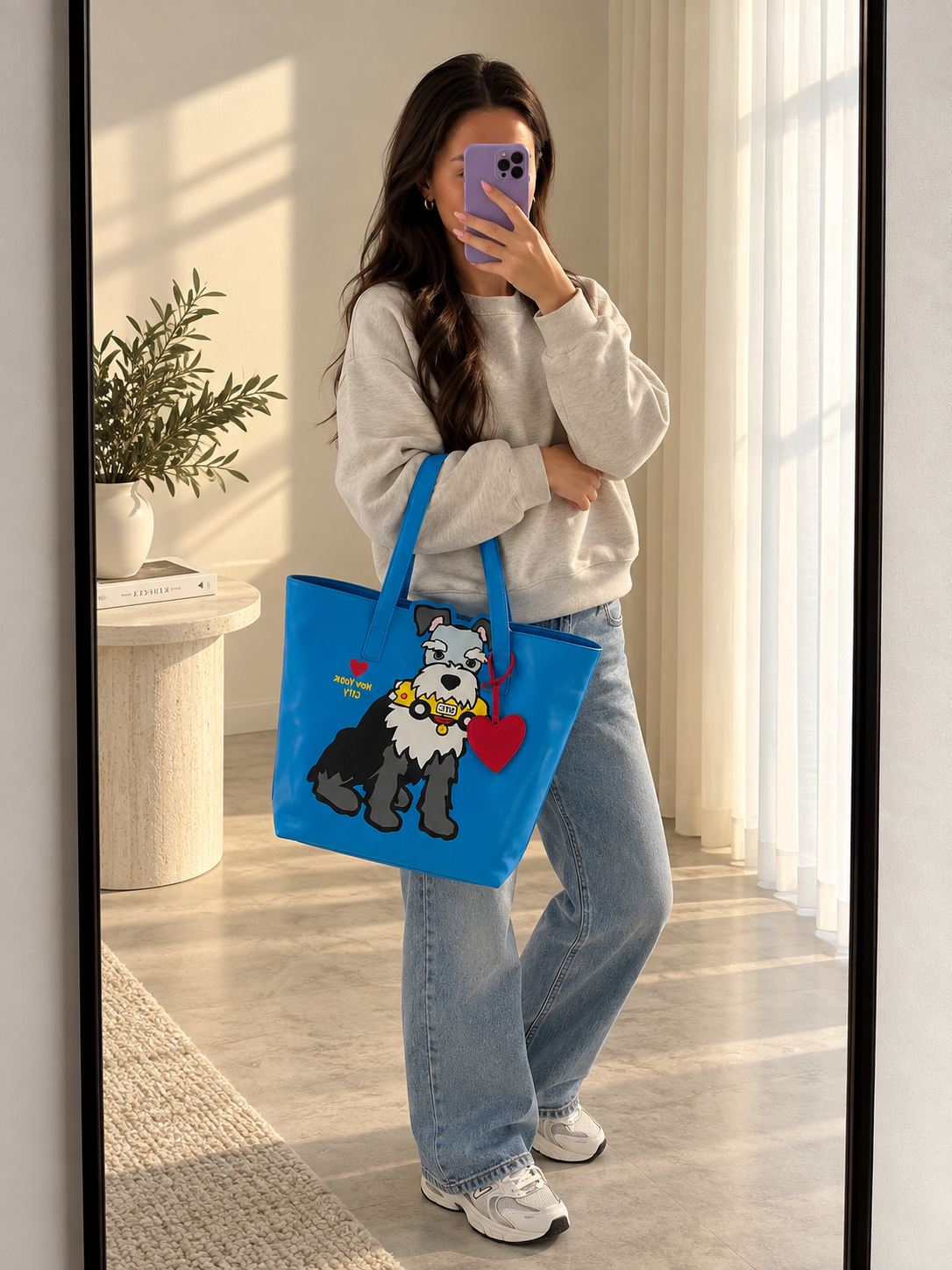 Schnauzer Desenli Büyük Boy Omuz Çantası