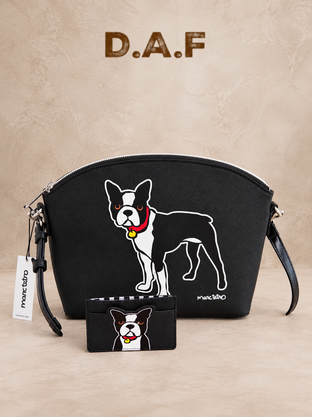 Frenchie Desenli Omuz Çantası