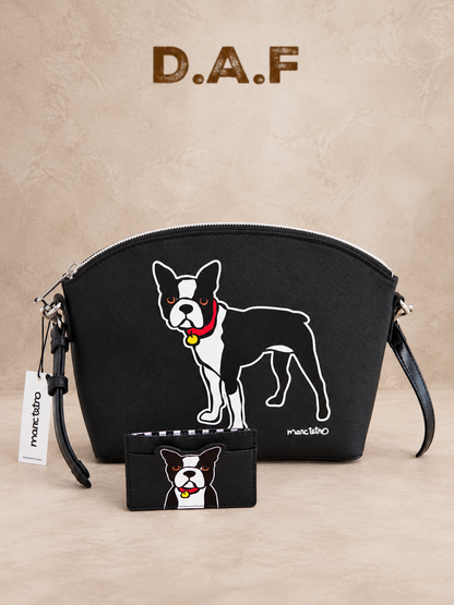 Frenchie Desenli Omuz Çantası