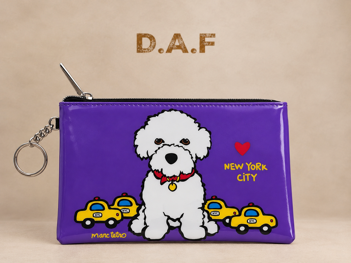 Poodle Desenli Fermuarlı Portföy