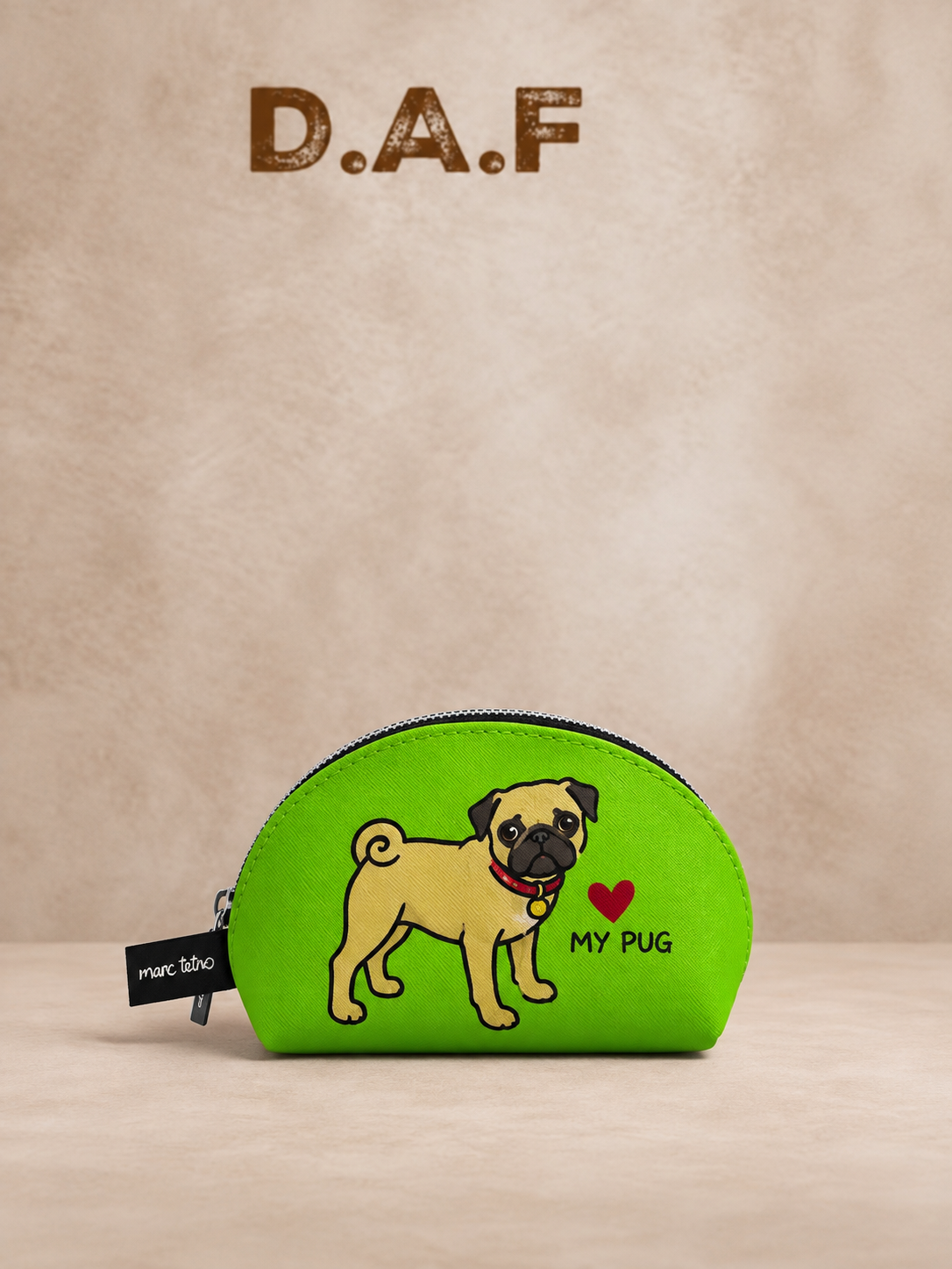 Pug Desenli Bozuk Çantası