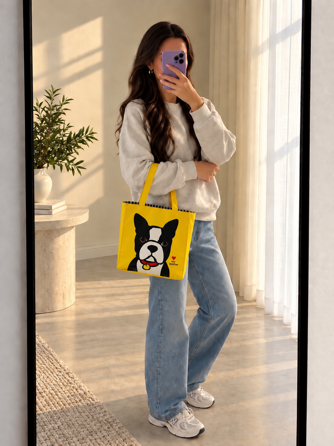 Frenchie Desenli Kol Çantası
