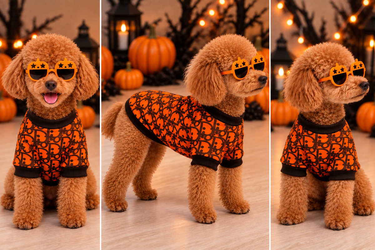Turuncu CD Baskılı Pamuk Küçük Irk Köpek Sweatshirt