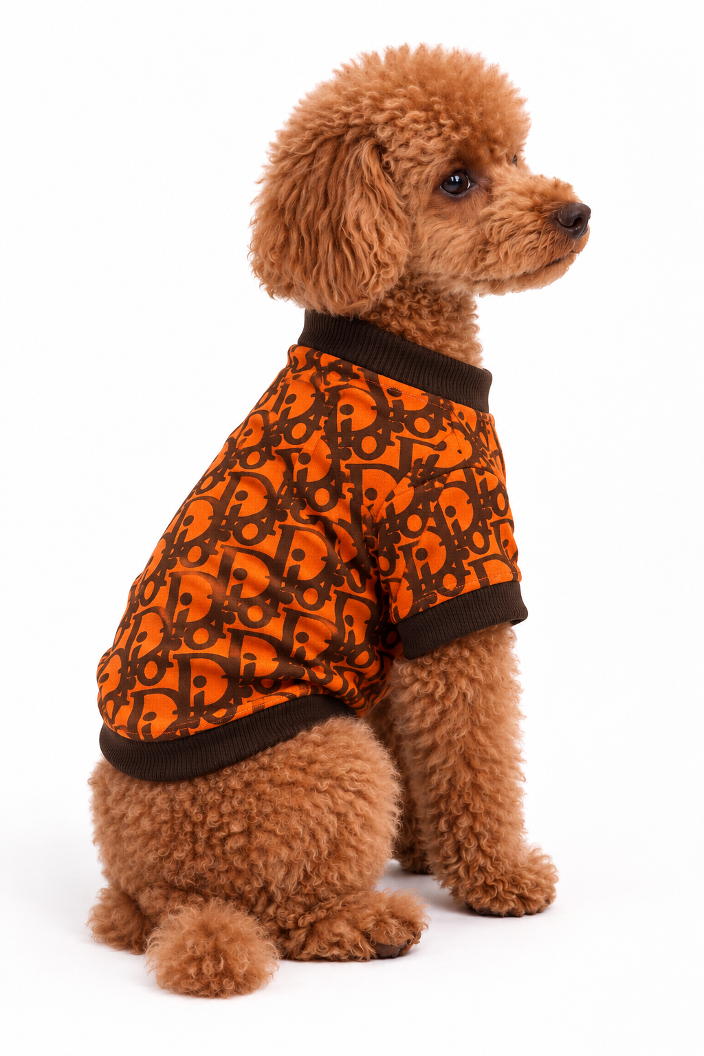 Turuncu CD Baskılı Pamuk Küçük Irk Köpek Sweatshirt