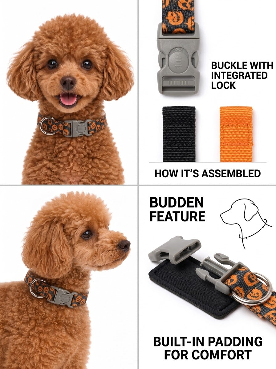 Bal Kabağı Desenli Köpek Boyun Tasması