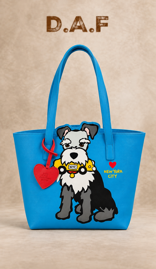 Schnauzer Desenli Büyük Boy Omuz Çantası
