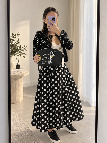 Frenchie Desenli Omuz Çantası